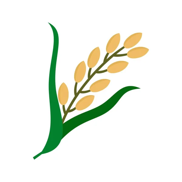 Rice plant icon, flat style — Stock Vector