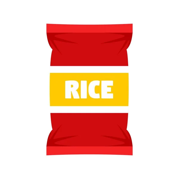 Red rice package icon, flat style — Stock Vector