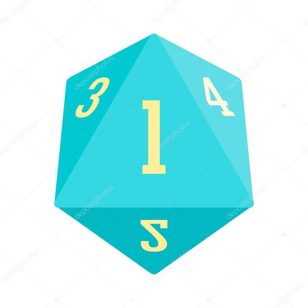 Dice polygonal number icon, flat style