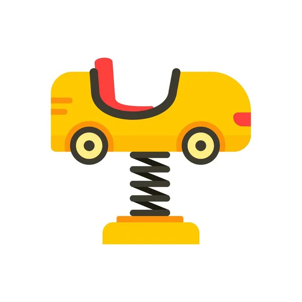 Mobil anak pada ikon musim semi, gaya datar - Stok Vektor