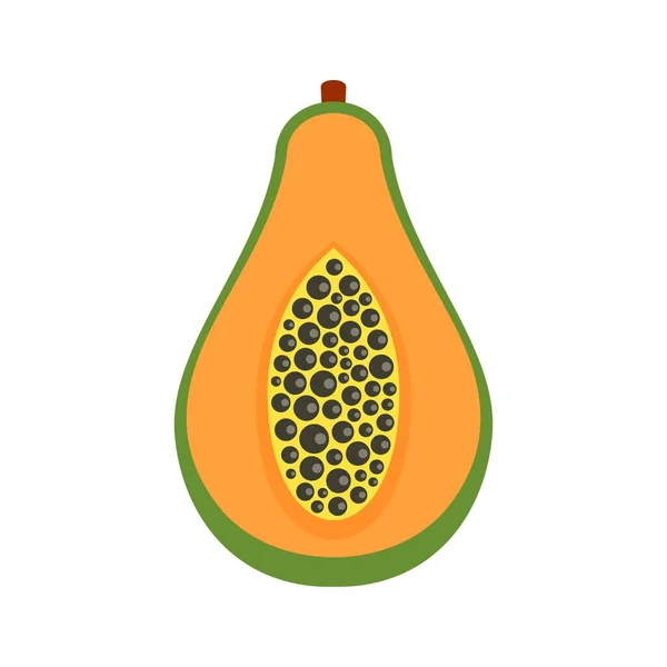 A fele papaya ikon, lapos stílusú — Stock Vector