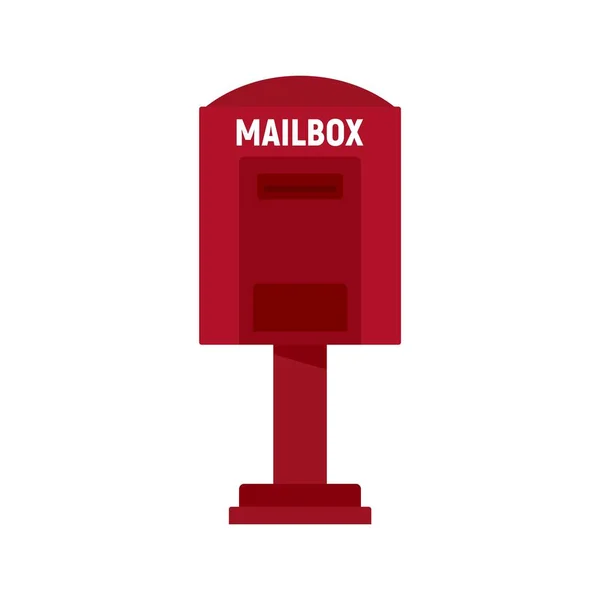 Значок почтового ящика Красной улицы, плоский стиль — стоковый вектор