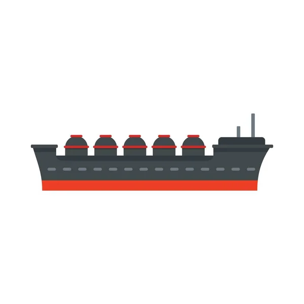 Olietanker schip pictogram, vlakke stijl — Stockvector