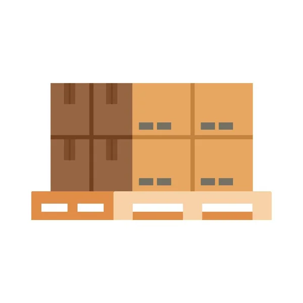 Vak op pallet pictogram, platte stijl — Stockvector