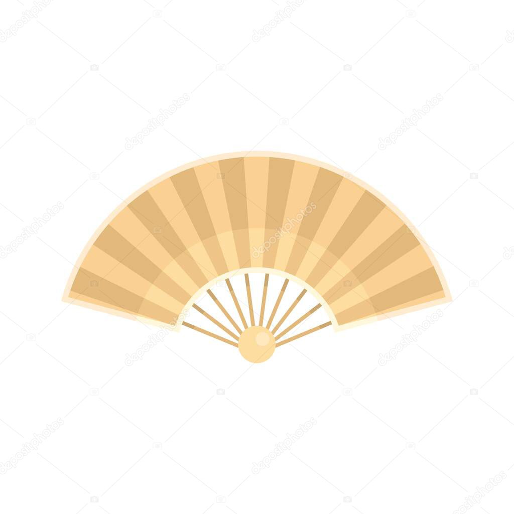 Wood hand fan icon, flat style