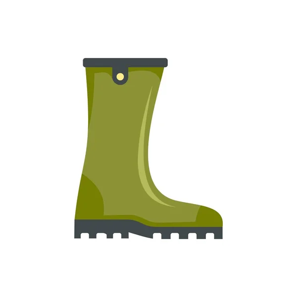 Icono de bota de goma verde, estilo plano — Vector de stock