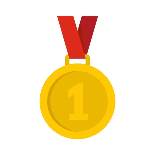 Gouden medaille icoon, platte stijl — Stockvector