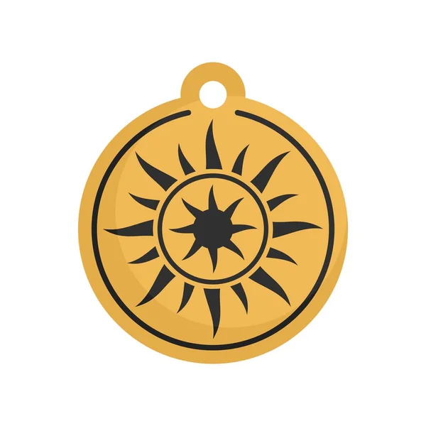 神奇的太阳奖章图标，扁平风格 — 图库矢量图片
