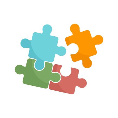 Puzzle icon, flat style clipart
