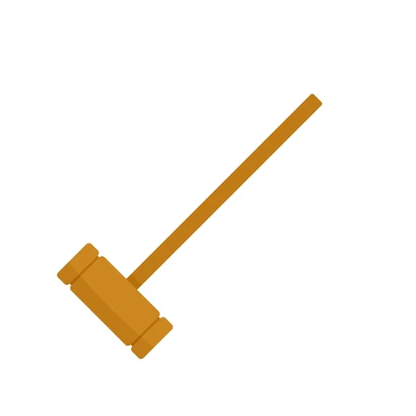 Croquet wood mallet icon, flat style — Stock Vector