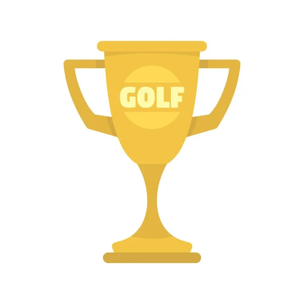 Golf gold cup icon, flat style — Stock Vector