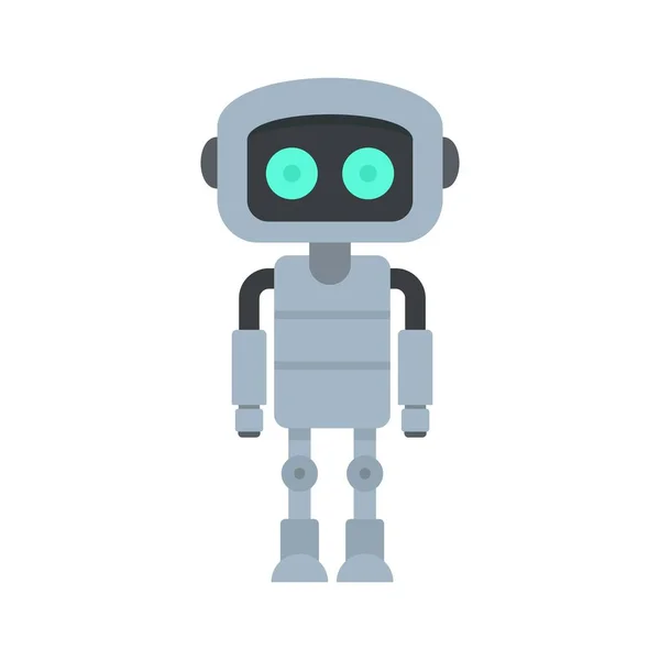 Steel robot icon, flat style — Stock Vector