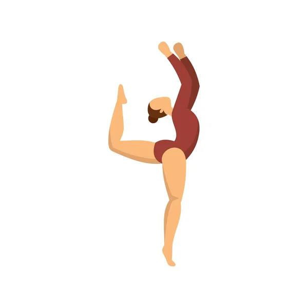 Meisje ritmische gymnastiek pictogram, platte stijl — Stockvector