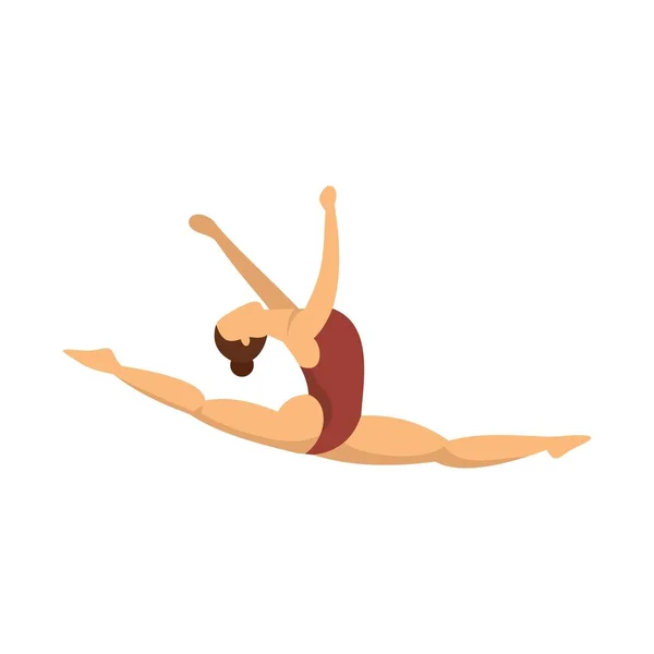 Split jump Girl Turnen pictogram, platte stijl — Stockvector