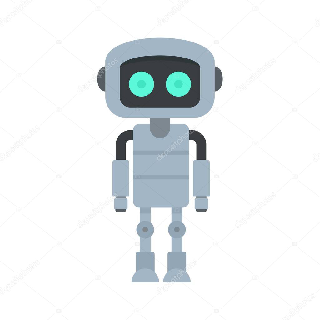 Steel robot icon, flat style