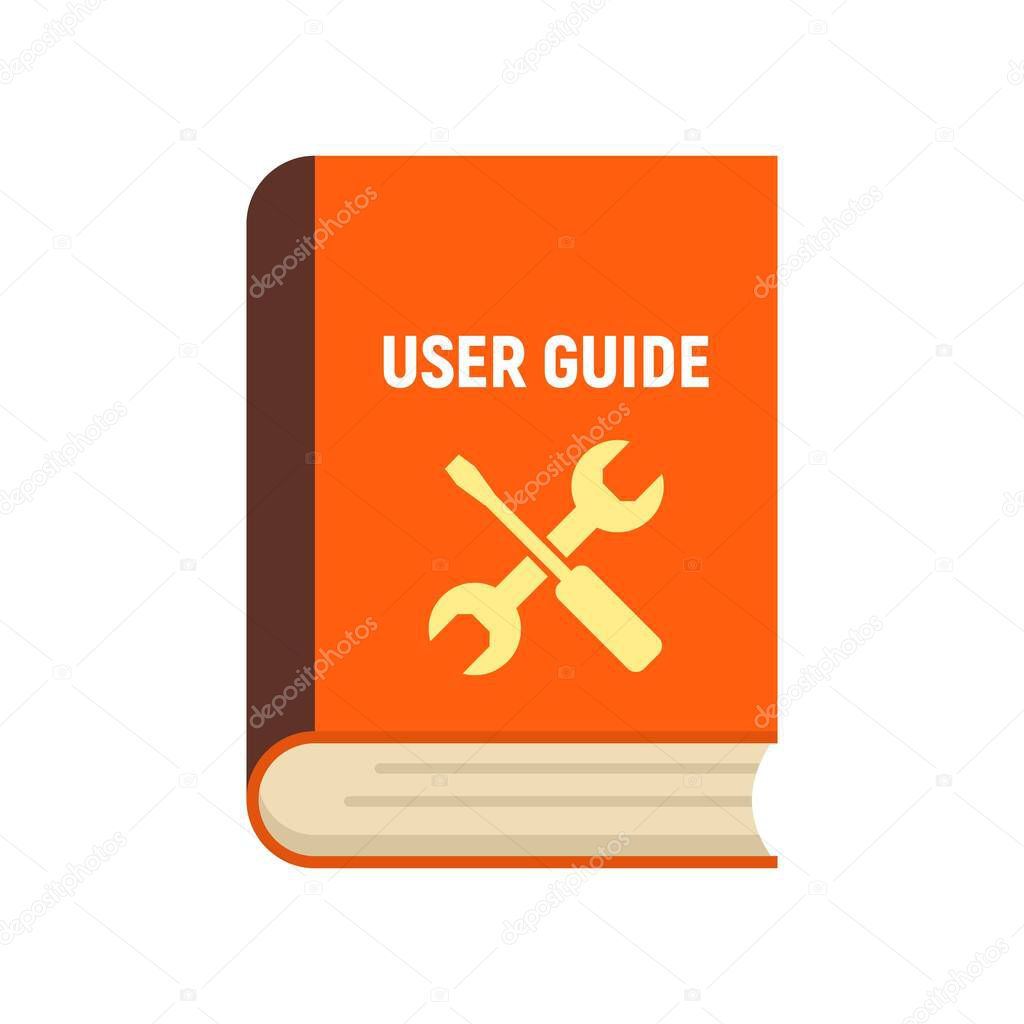 User guide book icon, flat style