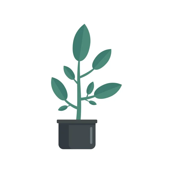 Icône de pot de plante d'intérieur de feuille, style plat — Image vectorielle