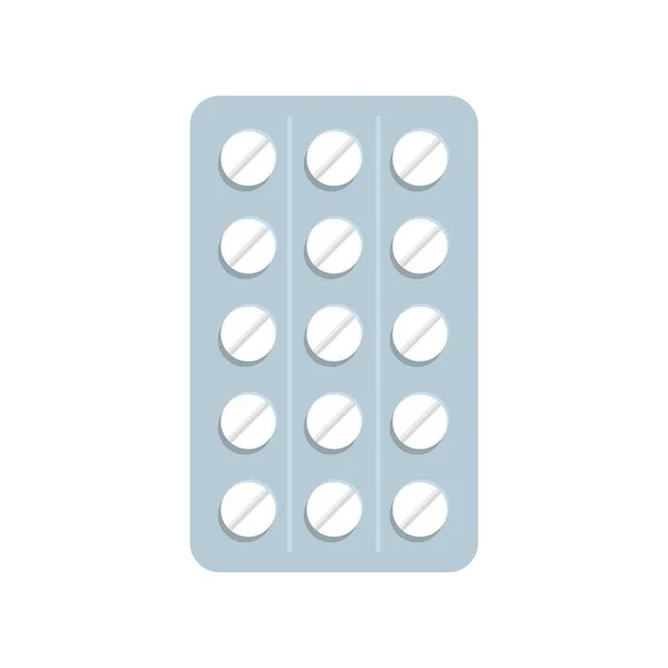 Treatment pills pack icon, flat style — Stock Vector