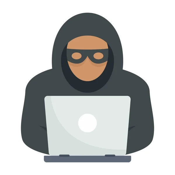 Laptop hacker icon, flat style — Stock Vector