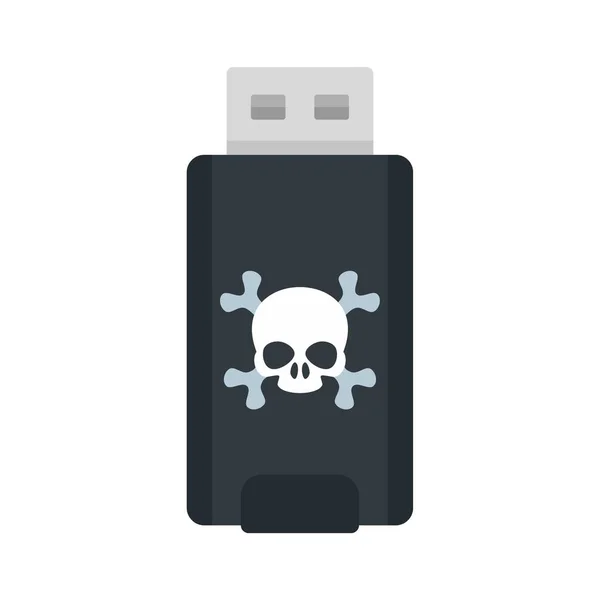 Значок спалаху вірусу USB, плоский стиль — стоковий вектор