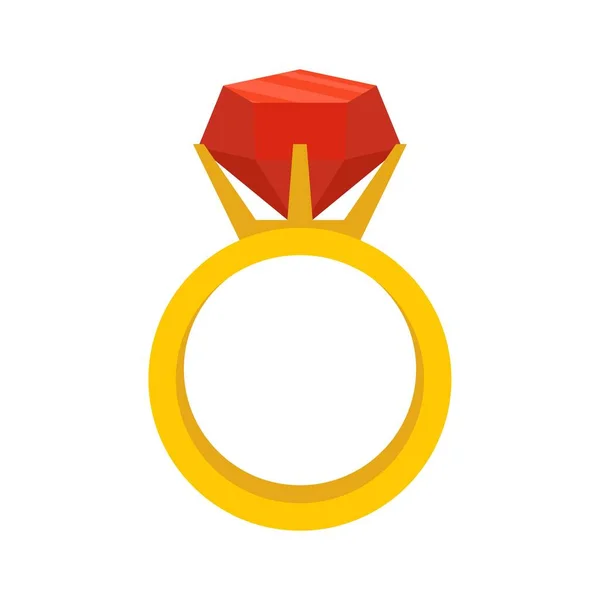 Ikona pierścienia Gemstone, płaski styl — Wektor stockowy