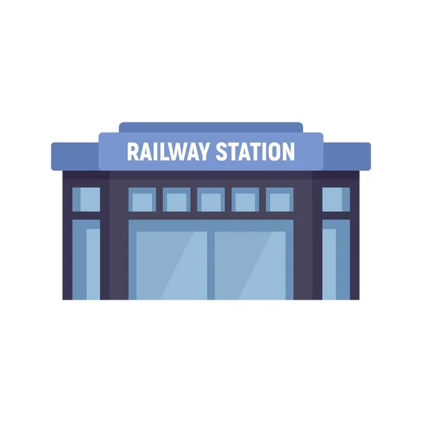 玻璃火车站图标，平面风格 — 图库矢量图片