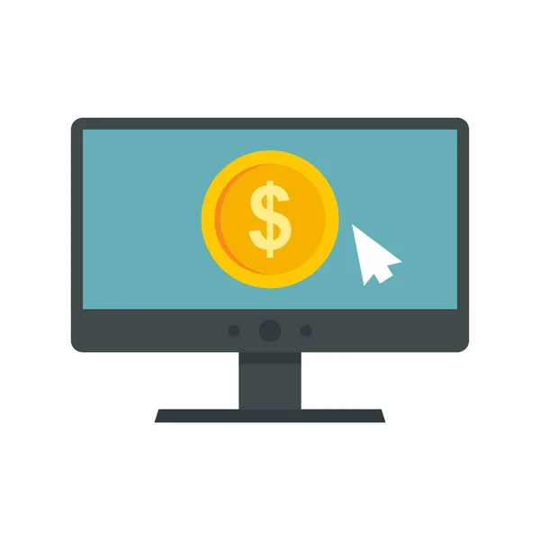 Web icono del monitor de dinero, estilo plano — Vector de stock