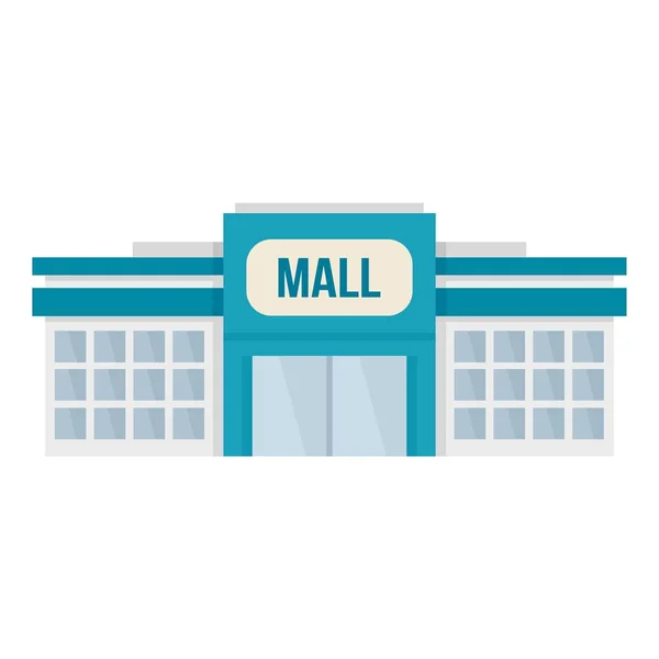 Small mall building icon, flat style — Stock Vector