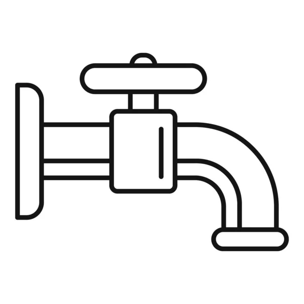 花园水龙头图标,轮廓风格 — 图库矢量图片