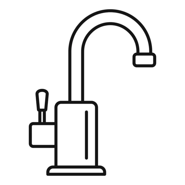 Kitchen water tap icon, outline style — Stock Vector