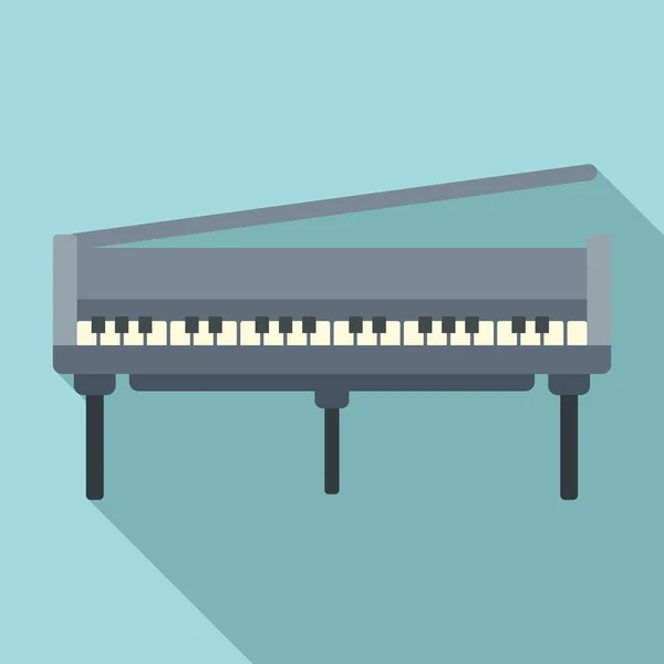 Buka ikon grand piano, gaya datar - Stok Vektor
