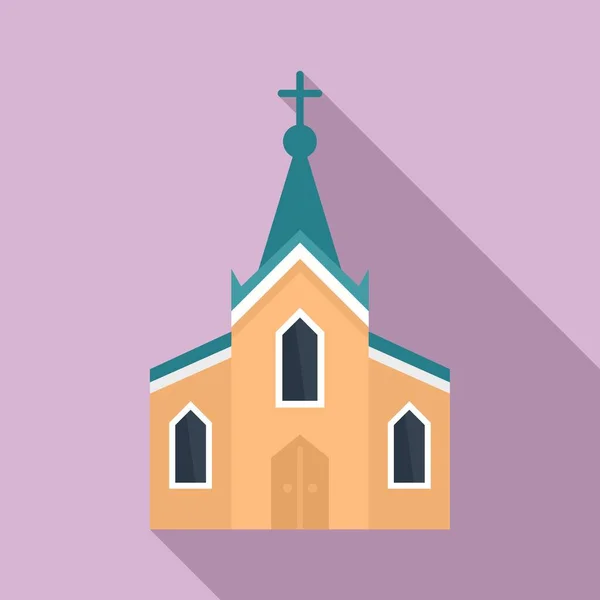Icono de iglesia de la ciudad, estilo plano — Vector de stock