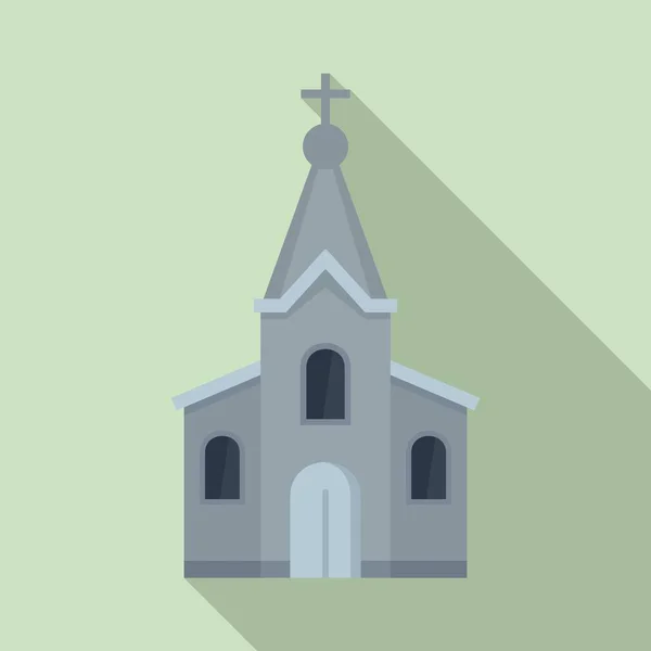 Icono de iglesia de piedra, estilo plano — Vector de stock