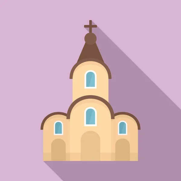 Icono moderno de la iglesia de la ciudad, estilo plano — Vector de stock