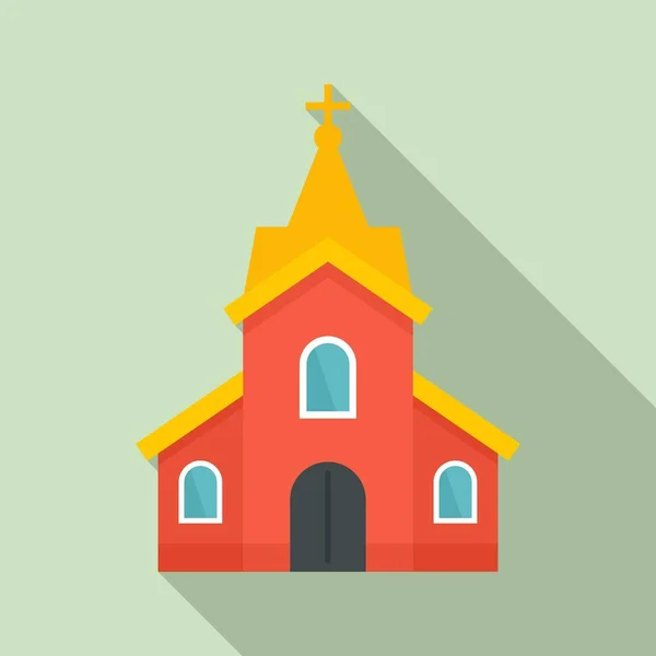 Icono del edificio de la iglesia, estilo plano — Vector de stock