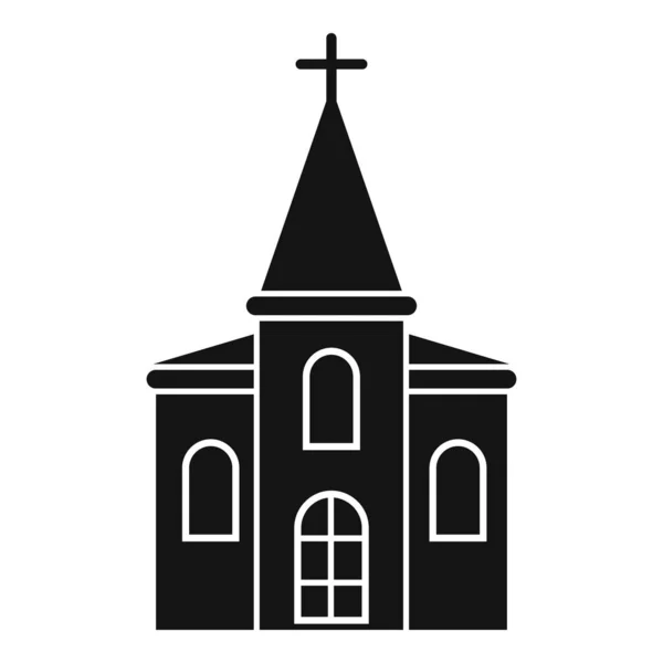 木造教会のアイコン、シンプルなスタイル — ストックベクタ