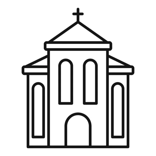 Europe church icon, outline style — Stock Vector