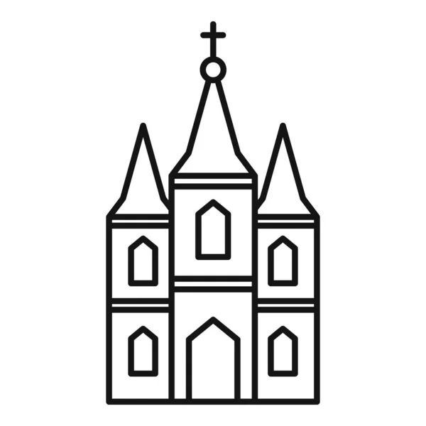 ウィンドウ教会のアイコン、アウトラインスタイル — ストックベクタ