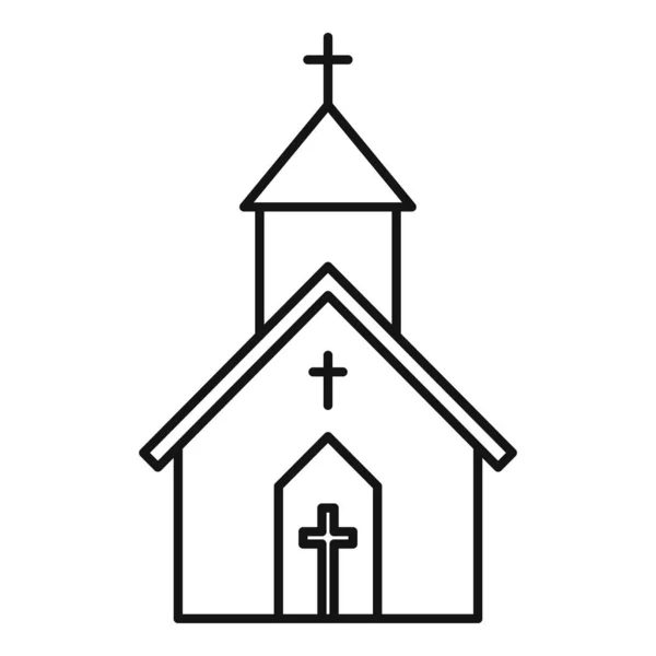 Church building icon, outline style — Stock Vector