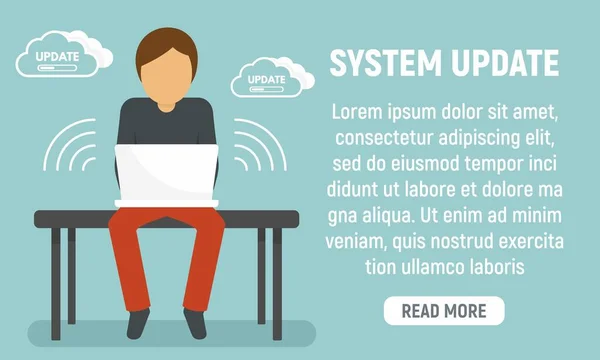 Банер концепції оновлення системи ноутбуків, плоский стиль — стоковий вектор