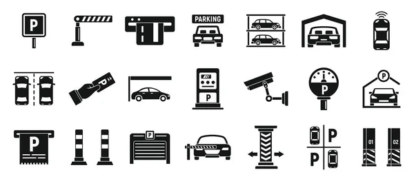 Conjunto de iconos de estacionamiento subterráneo, estilo simple — Vector de stock