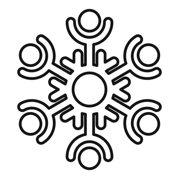 Icona decorativa fiocco di neve, stile contorno — Vettoriale Stock