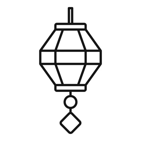 Peinture icône lanterne chinoise, style contour — Image vectorielle