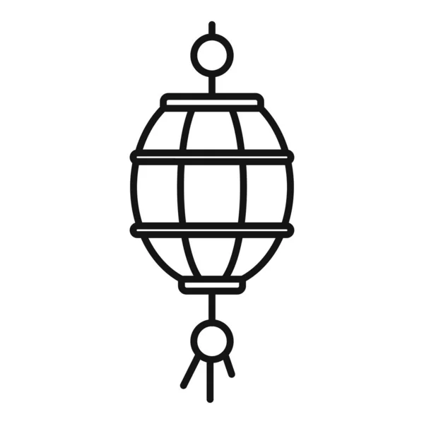 Szczęśliwa chińska ikona latarni, zarys stylu — Wektor stockowy