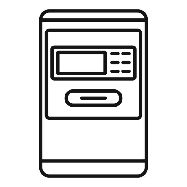 Lotnisko bankomat ikona, styl zarys — Wektor stockowy