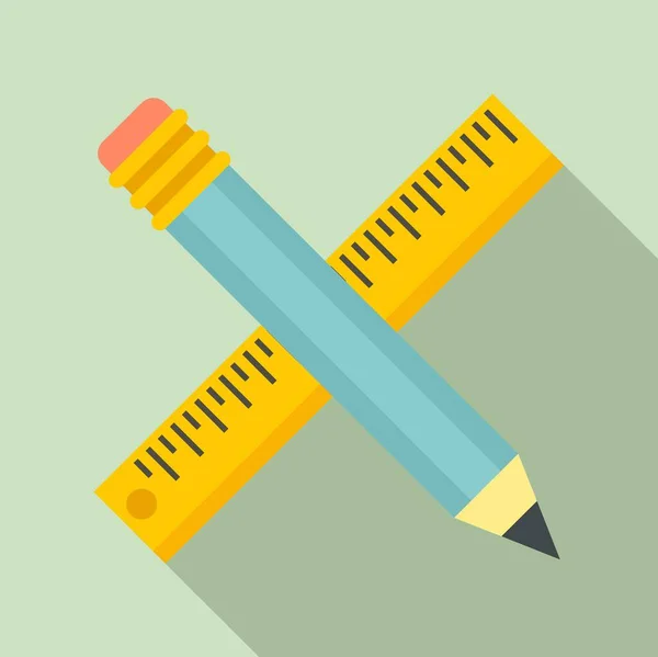 Çapraz kalem cetvel simgesi, düz stil — Stok Vektör