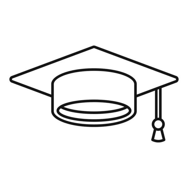 Chapeau de graduation icône, style contour — Image vectorielle
