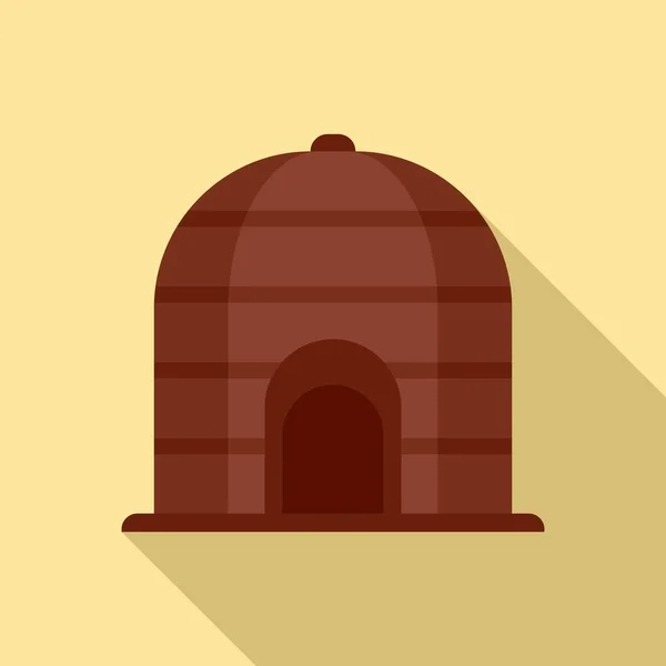 Nigeriano icono de la casa tribal, de estilo plano — Vector de stock