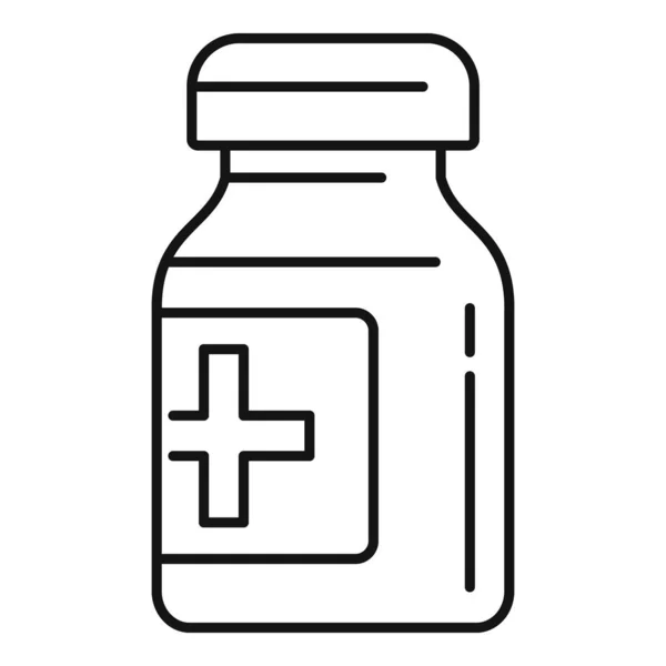 Icono de frasco de cápsula médica, estilo de esquema — Vector de stock