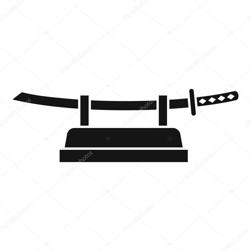 Samurai sword stand icon, simple style